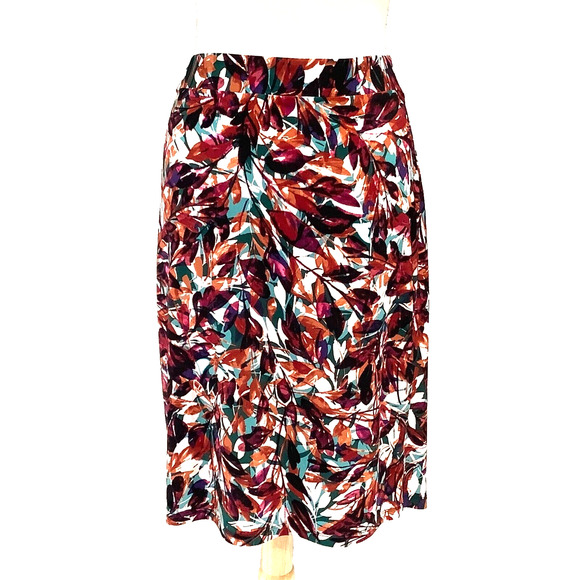 Anne Klein Women's Pull On Skirt sz M Floral Multicolor Leaves NWT - Picture 4 of 10